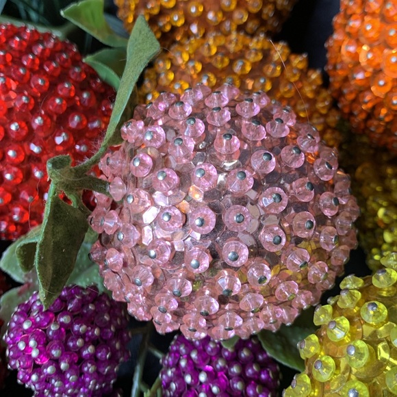 Set of 15 vintage sequin beaded pushpin fruits - Picture 8 of 11